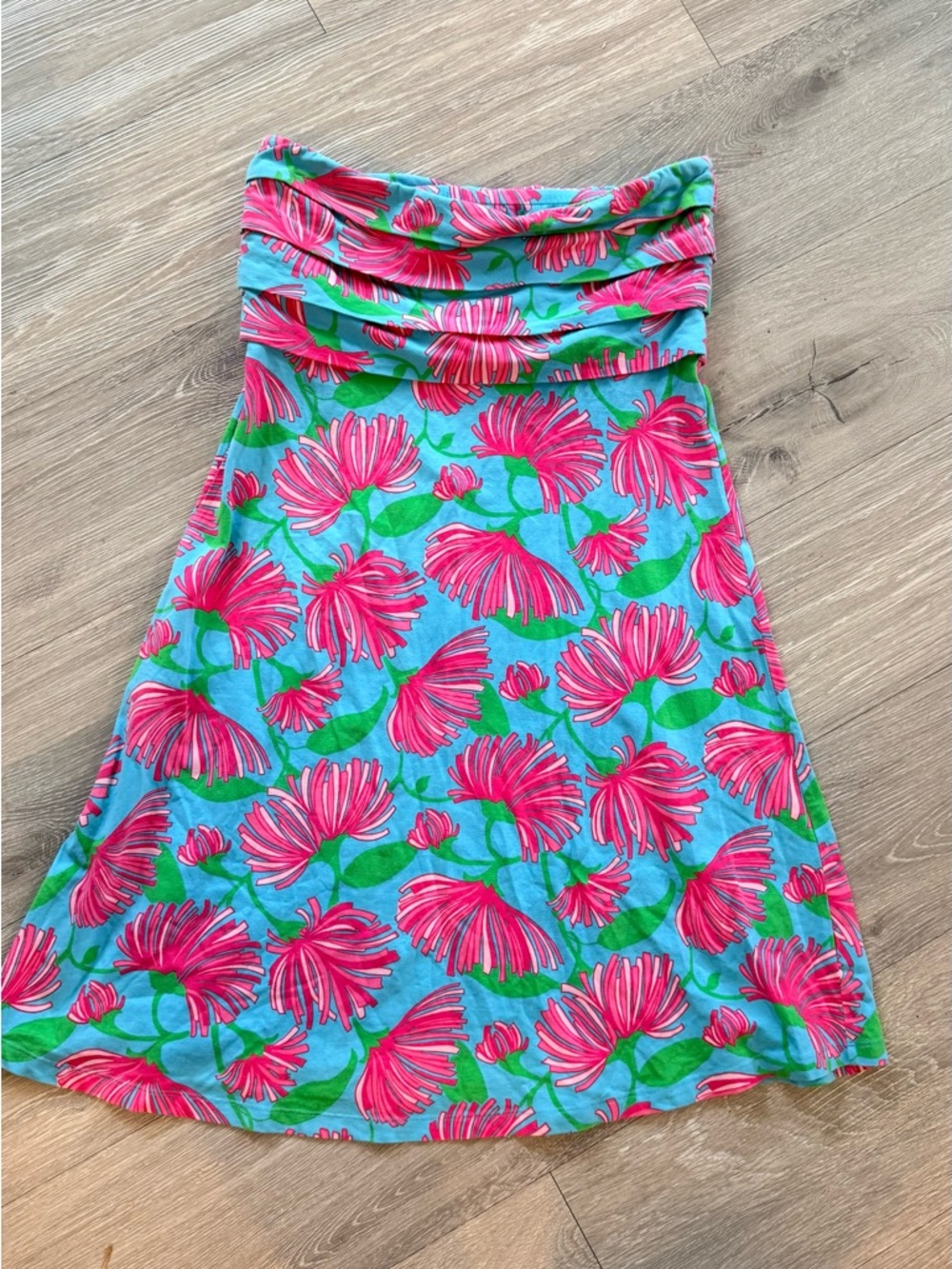 Lilly Pulitzer Blue A-Line dress with Pink Floral Print - Picture 3 of 9
